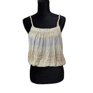 ❤️2/$18 FREE PEOPLE Jersey Ombre Shimmer Pale Twisted Strap Yellow Tank Top XS